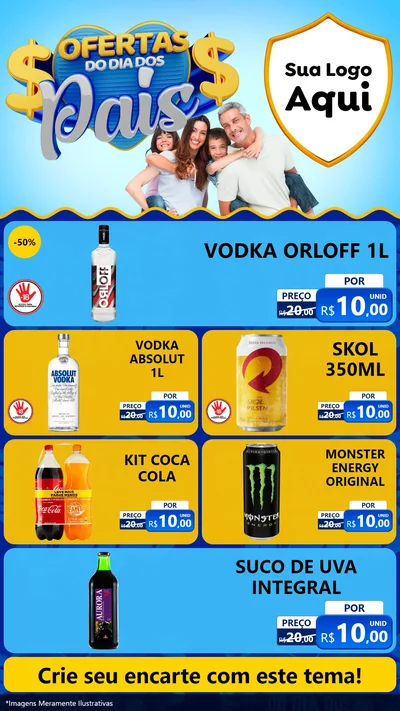 Modelo de TV para TV Vertical com o tema Ofertas do Dia dos Pais para Distribuidora de bebidas