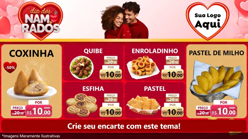Modelo de TV para TV Horizontal com o tema Dia dos Namorados para Salgadaria