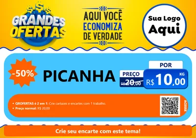 Modelo de Cartaz para Cartaz A4 Horizontal com o tema Grandes Ofertas para Açougue