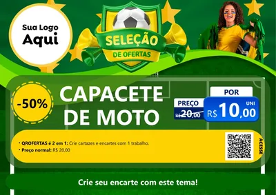 Modelo de Cartaz para Cartaz A4 Horizontal com o tema Seleção de Ofertas - Copa para Moto peças