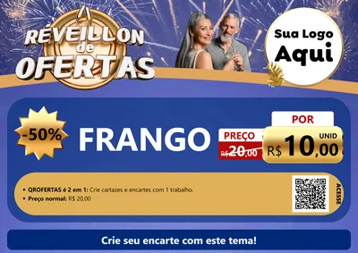 Modelo de Cartaz para Cartaz A4 Horizontal com o tema Réveillon de Ofertas para Assados