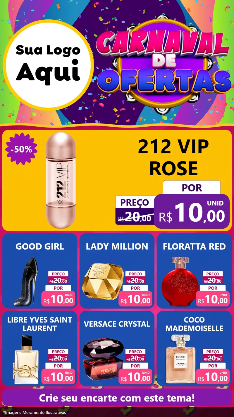 Modelo de Rede Social para Stories com o tema Carnaval de Ofertas para Perfumes