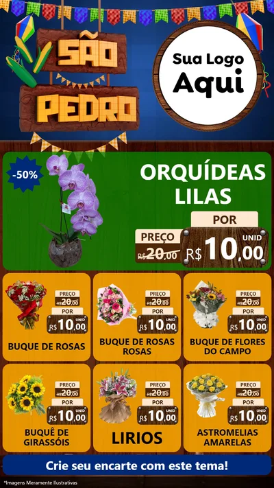 Modelo de Rede Social para Stories com o tema São Pedro para Floricultura e jardim