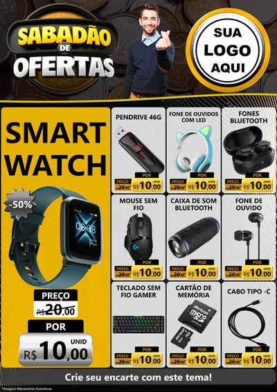 Modelo de Encarte para Encarte A4 Vertical com o tema Sabadão de Ofertas para Informática