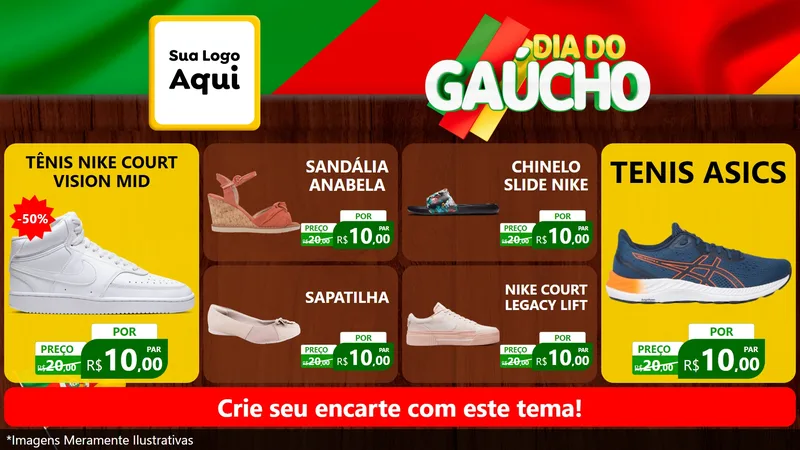 Modelo de TV para TV Horizontal com o tema Dia do Gaúcho para Calçados