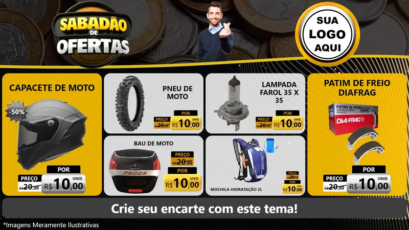 Modelo de TV para TV Horizontal com o tema Sabadão de Ofertas para Moto peças