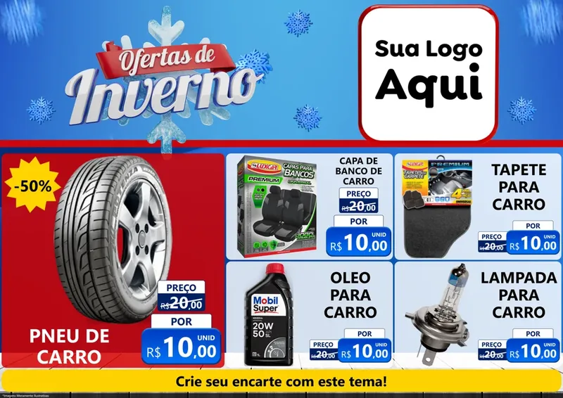 Modelo de Encarte para Encarte A4 Horizontal com o tema Ofertas de Inverno para Auto peças