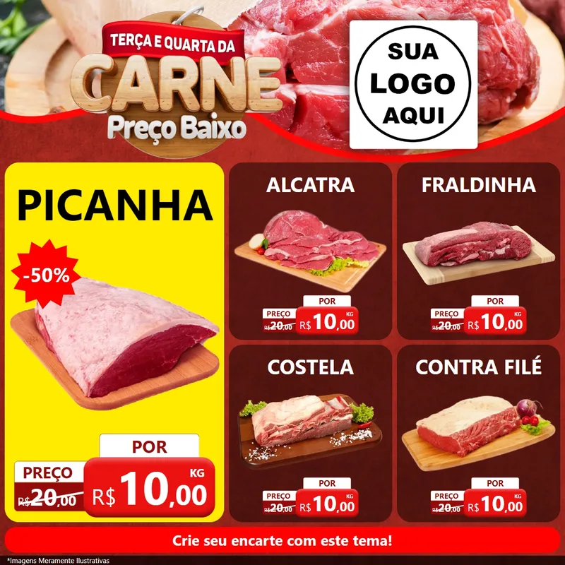 Modelo de Rede Social para Feed Facebook com o tema Terça e Quarta da Carne para Açougue