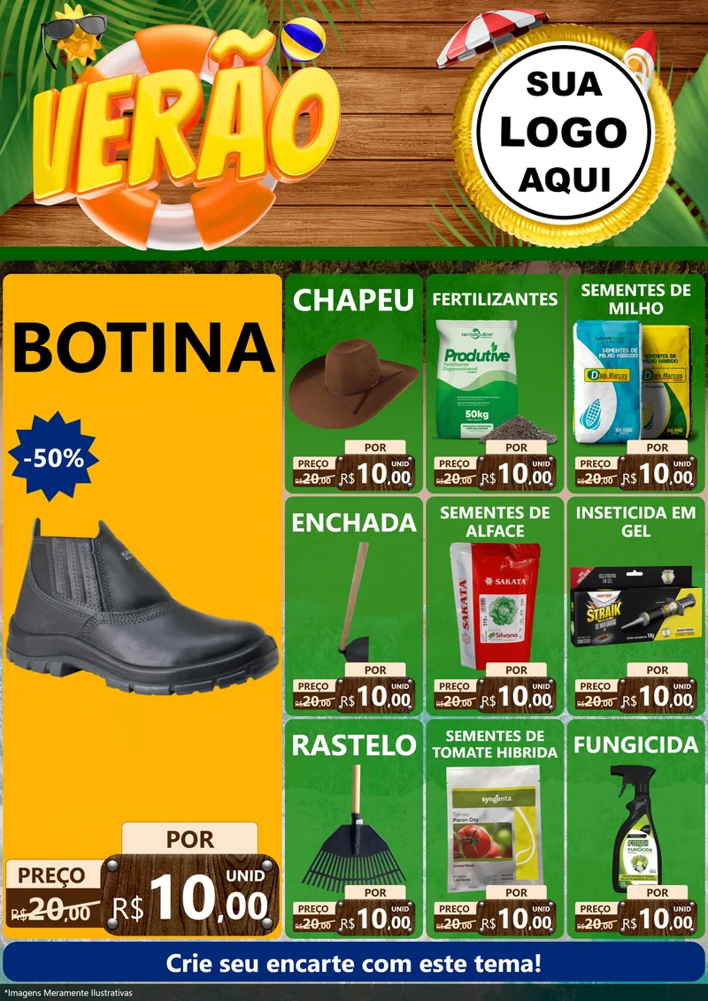 Modelo de Encarte para Encarte A4 Vertical com o tema Verão para Agropecuária