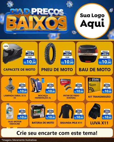 Modelo de Rede Social para Feed Instagram com o tema Dia D Preço Baixo para Moto peças