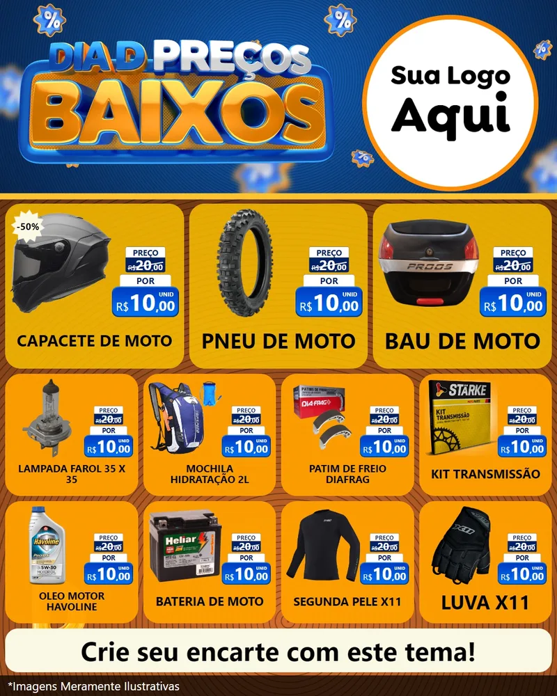 Modelo de Rede Social para Feed Instagram com o tema Dia D Preço Baixo para Moto peças