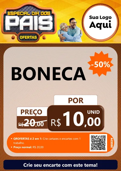 Modelo de Cartaz para Cartaz A4 Vertical com o tema Especial Dia dos Pais para Brinquedos