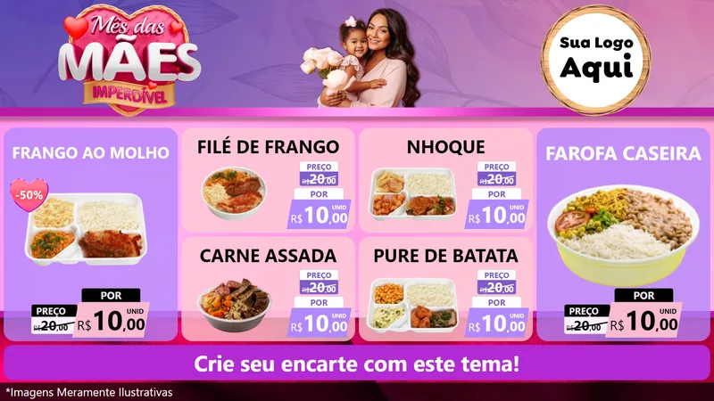 Modelo de TV para TV Horizontal com o tema Mês das Mães Imperdível para Restaurante