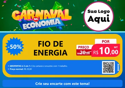 Modelo de Cartaz para Cartaz A4 Horizontal com o tema Carnaval da Economia para Materiais Elétricos