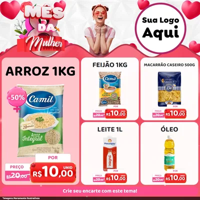Modelo de Rede Social para Feed Facebook com o tema Mês da Mulher para Supermercado