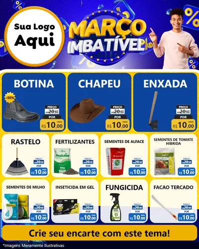 Modelo de Rede Social para Feed Instagram com o tema Março Imbatível para Agropecuária