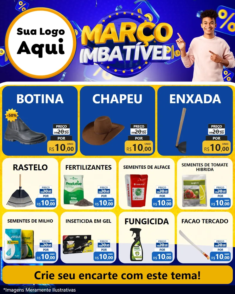 Modelo de Rede Social para Feed Instagram com o tema Março Imbatível para Agropecuária