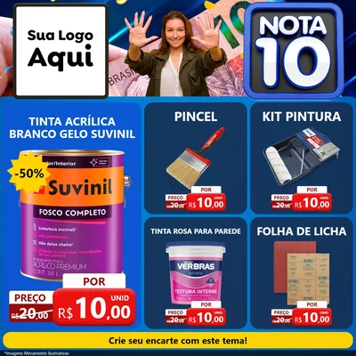 Modelo de Rede Social para Feed Facebook com o tema Nota 10 para Tintas e Ferramentas