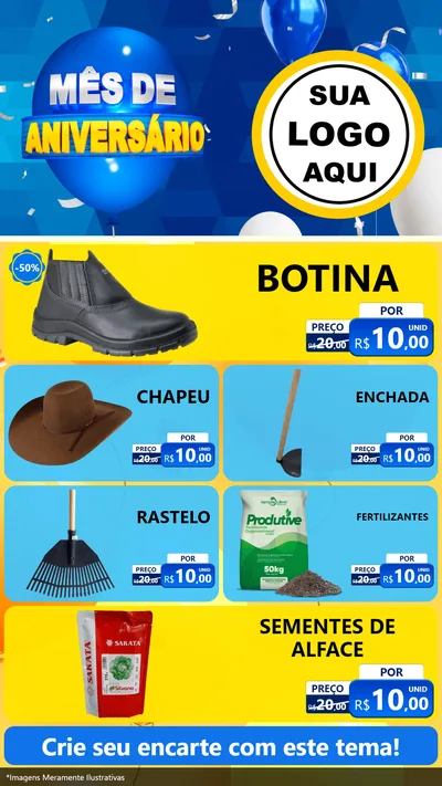 Modelo de TV para TV Vertical com o tema Mês de Aniversário para Agropecuária