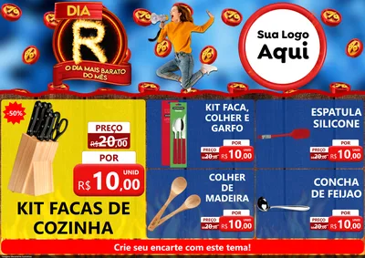 Modelo de Encarte para Encarte A4 Horizontal com o tema Dia R - O Dia Mais Barato Do Mês para Utilidades Domésticas