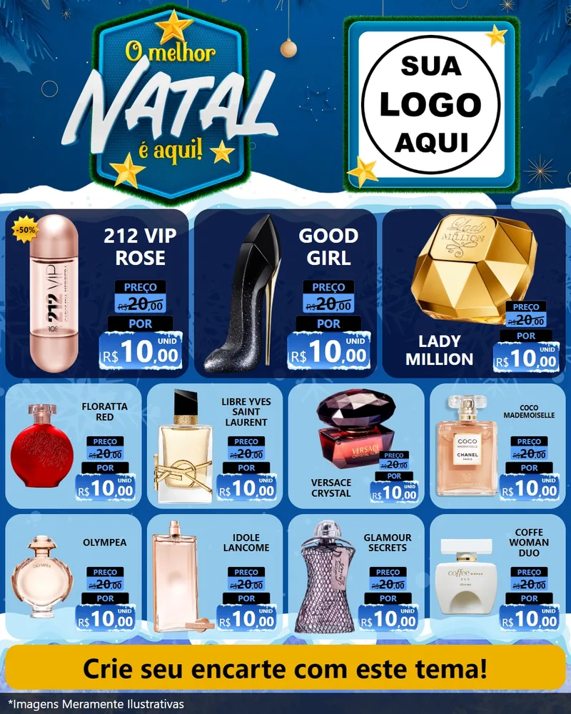 Modelo de Rede Social para Feed Instagram com o tema O Melhor Natal É Aqui! para Perfumes