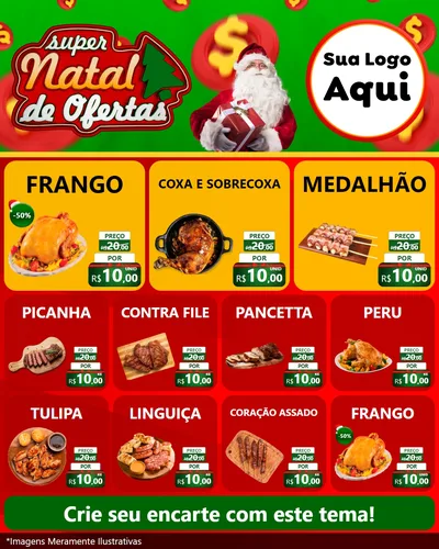 Modelo de Rede Social para Feed Instagram com o tema Super Natal de Ofertas para Assados