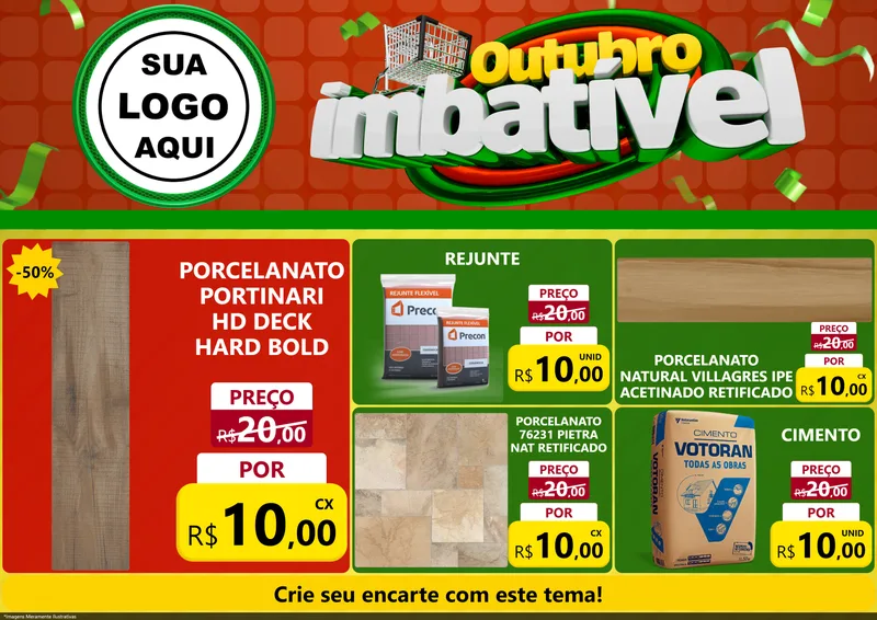 Modelo de Encarte para Encarte A4 Horizontal com o tema Outubro Imbatível para Pisos e revestimentos