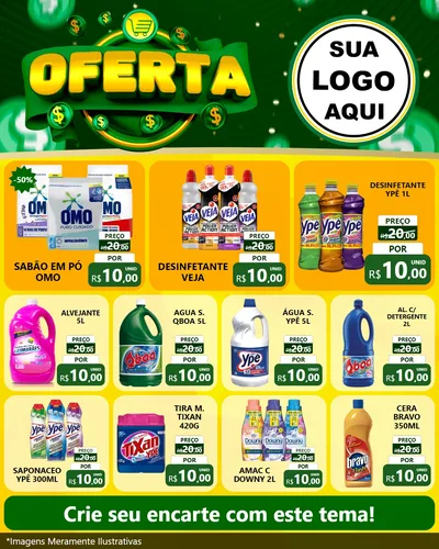Modelo de Rede Social para Feed Instagram com o tema Oferta para Produtos de Limpeza