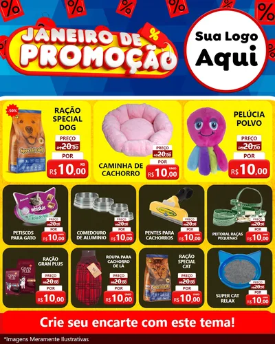 Modelo de Rede Social para Feed Instagram com o tema Janeiro de Promoção para Pet Shop