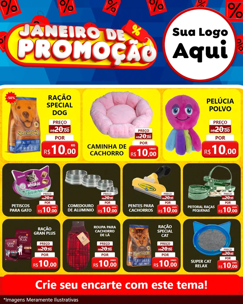 Modelo de Rede Social para Feed Instagram com o tema Janeiro de Promoção para Pet Shop
