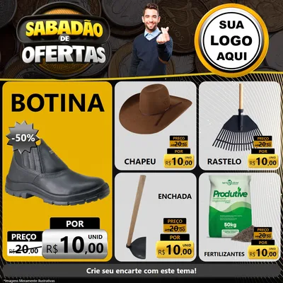 Modelo de Rede Social para Feed Facebook com o tema Sabadão de Ofertas para Agropecuária