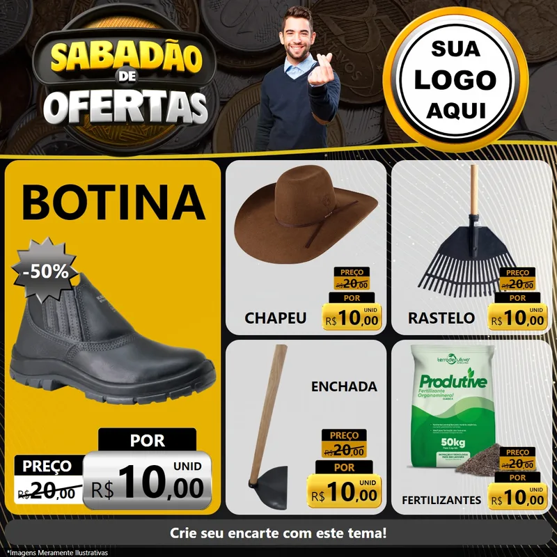 Modelo de Rede Social para Feed Facebook com o tema Sabadão de Ofertas para Agropecuária