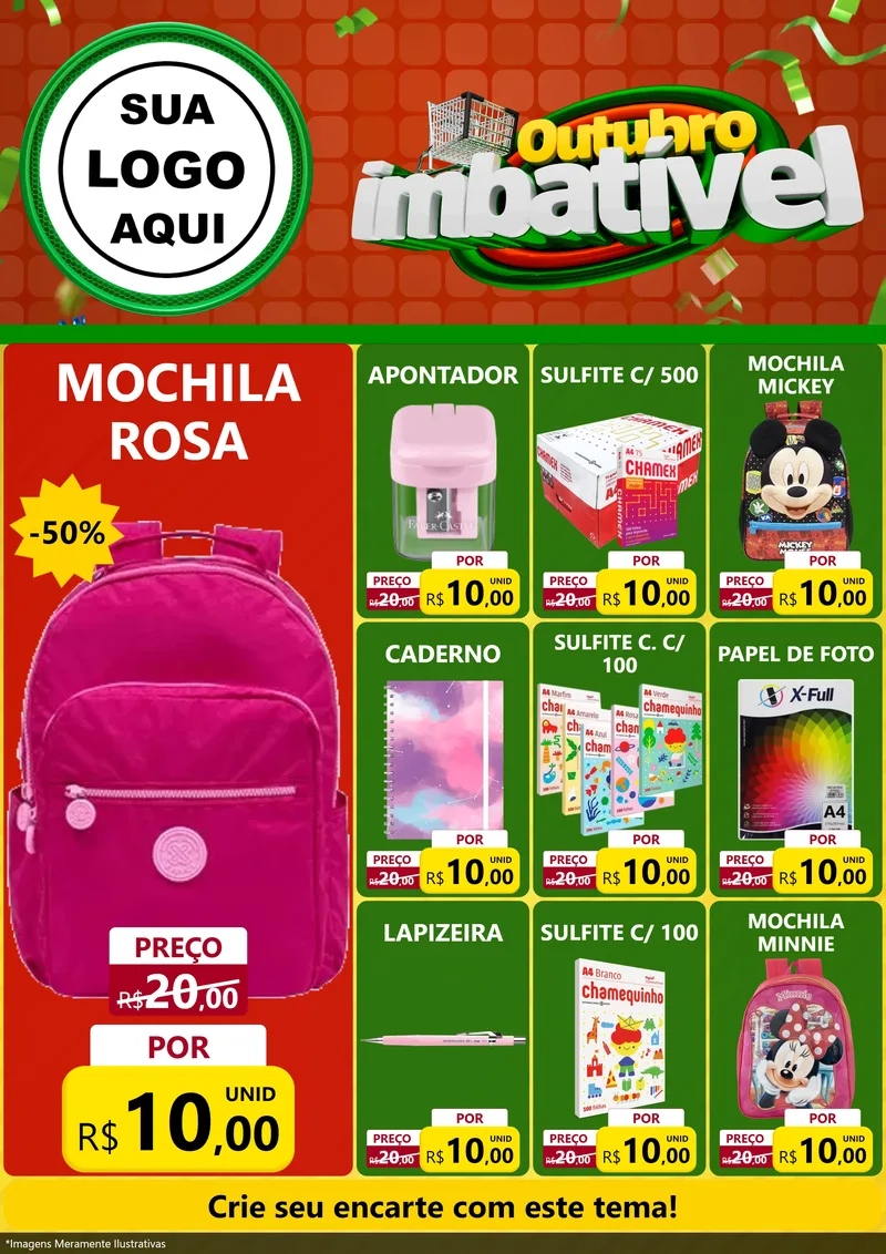 Modelo de Encarte para Encarte A4 Vertical com o tema Outubro Imbatível para Papelaria