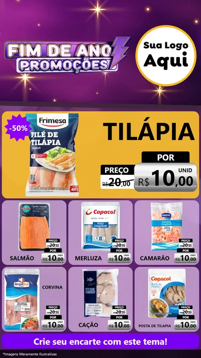 Modelo de Rede Social para Stories com o tema Fim de Ano Promoções para Peixaria