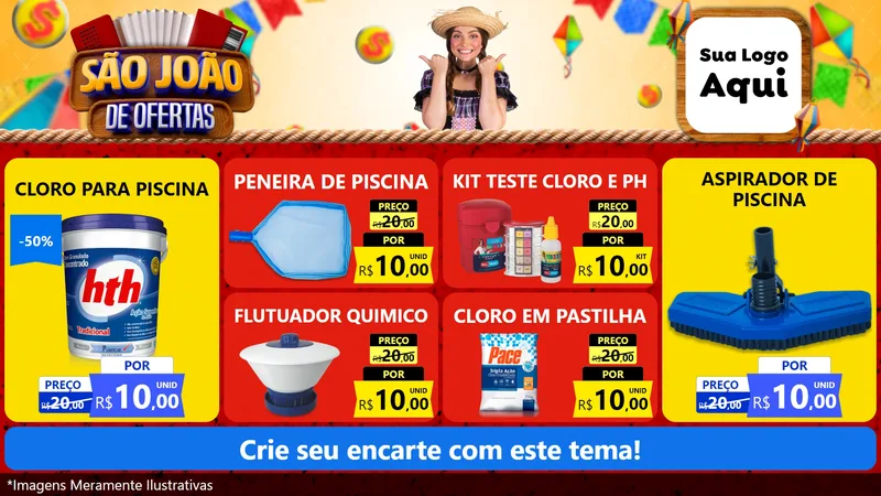 Modelo de TV para TV Horizontal com o tema São João de Ofertas para Produtos para Piscina