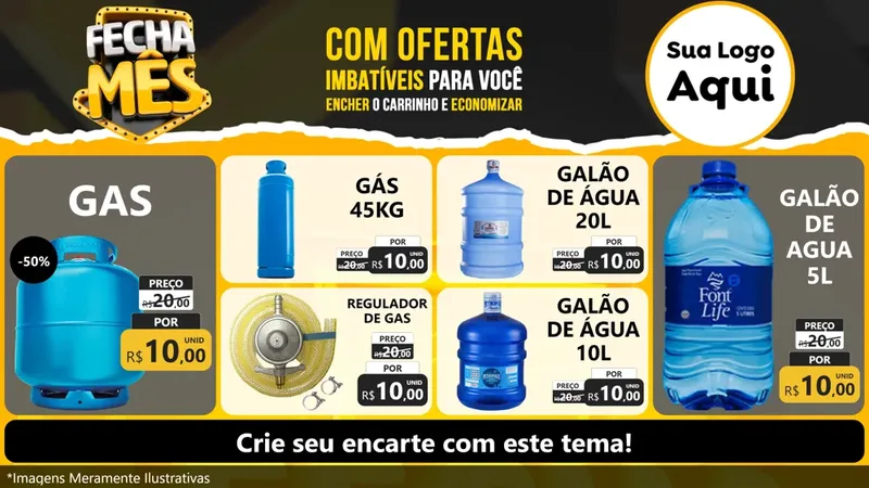 Modelo de TV para TV Horizontal com o tema Fecha Mês para Água e gás