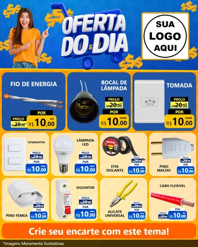 Modelo de Rede Social para Feed Instagram com o tema Oferta do Dia para Materiais Elétricos