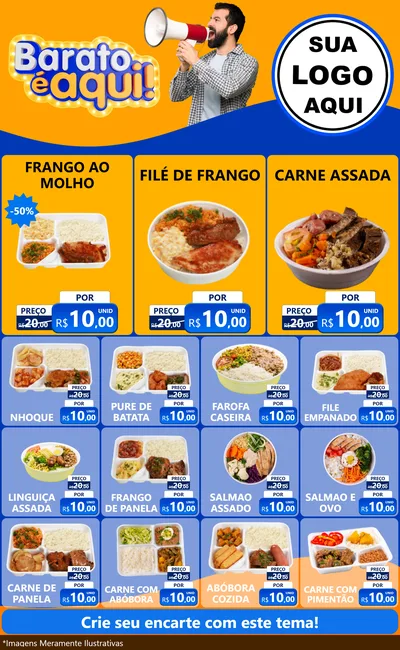 Modelo de Encarte para Encarte Grande com o tema Barato é aqui para Restaurante