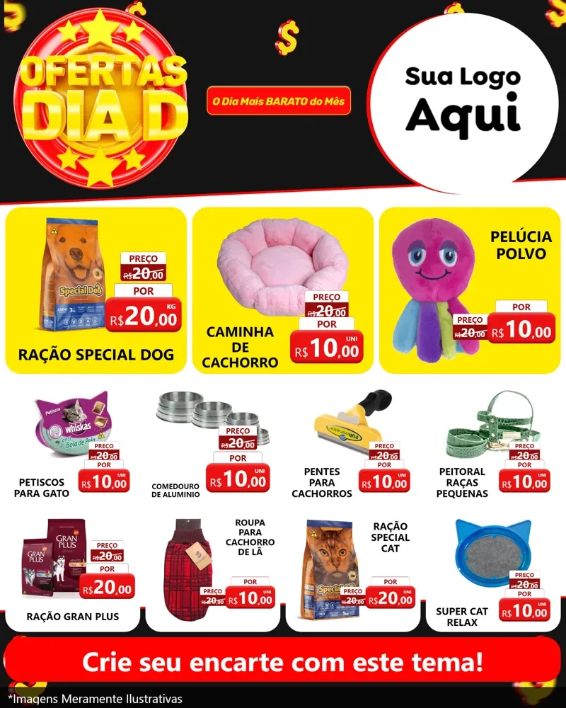 Modelo de Rede Social para Feed Instagram com o tema Dia D para Pet Shop
