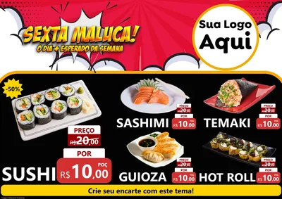 Modelo de Encarte para Encarte A4 Horizontal com o tema Sexta Maluca! para Comida japonesa