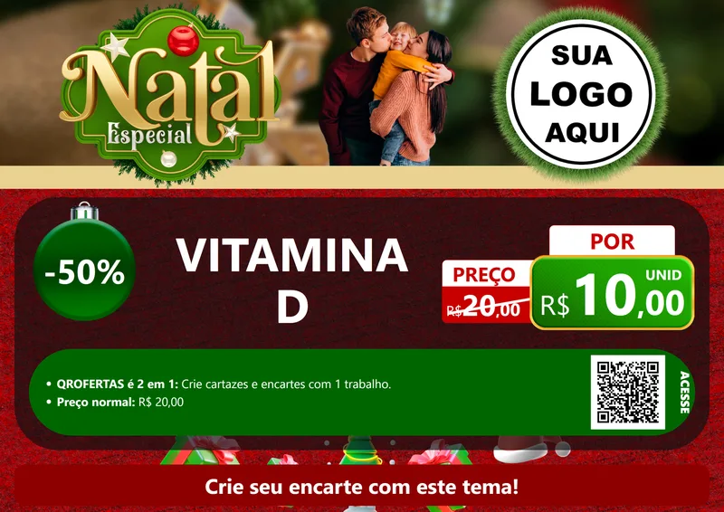 Modelo de Cartaz para Cartaz A4 Horizontal com o tema Natal Especial para Farmácia