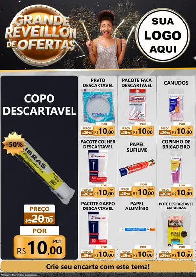 Modelo de Encarte para Encarte A4 Vertical com o tema Grande Réveillon de Ofertas para Embalagens