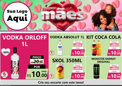 Modelo de Encarte para Encarte A4 Horizontal com o tema Dia das Mães para Distribuidora de bebidas