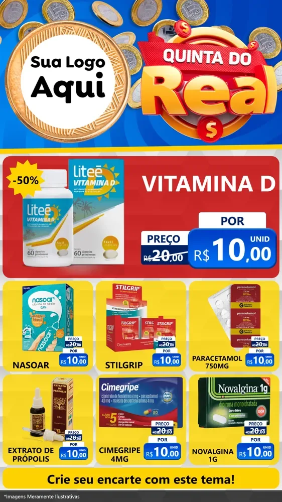 Modelo de Rede Social para Stories com o tema Quinta do Real para Farmácia