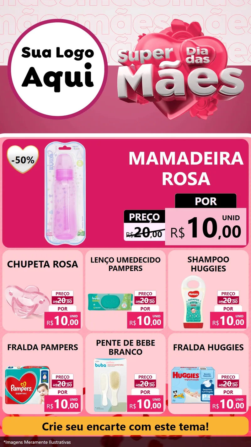 Modelo de Rede Social para Stories com o tema Super Dia Das Mães para Bebês