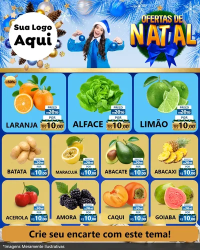 Modelo de Rede Social para Feed Instagram com o tema Ofertas de Natal para Hortifrúti