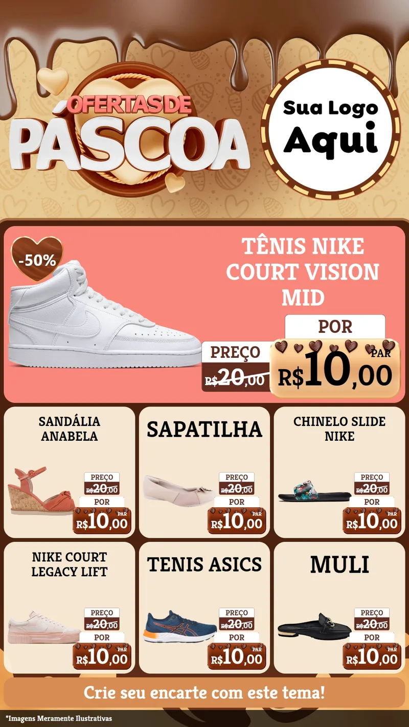 Modelo de Rede Social para Stories com o tema Ofertas de Páscoa para Calçados