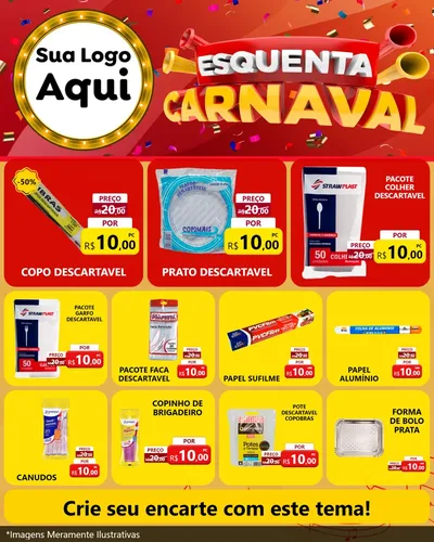 Modelo de Rede Social para Feed Instagram com o tema Esquenta Carnaval para Embalagens