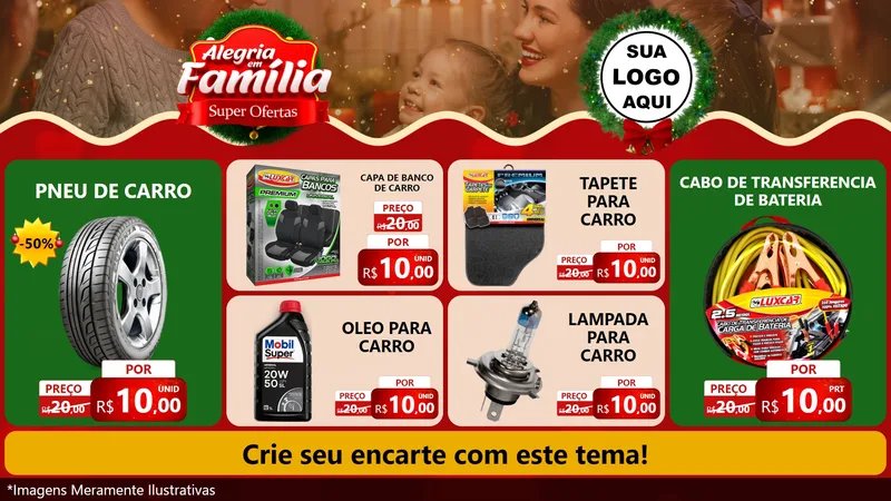 Modelo de TV para TV Horizontal com o tema Alegria Em Família - Super Ofertas para Auto peças