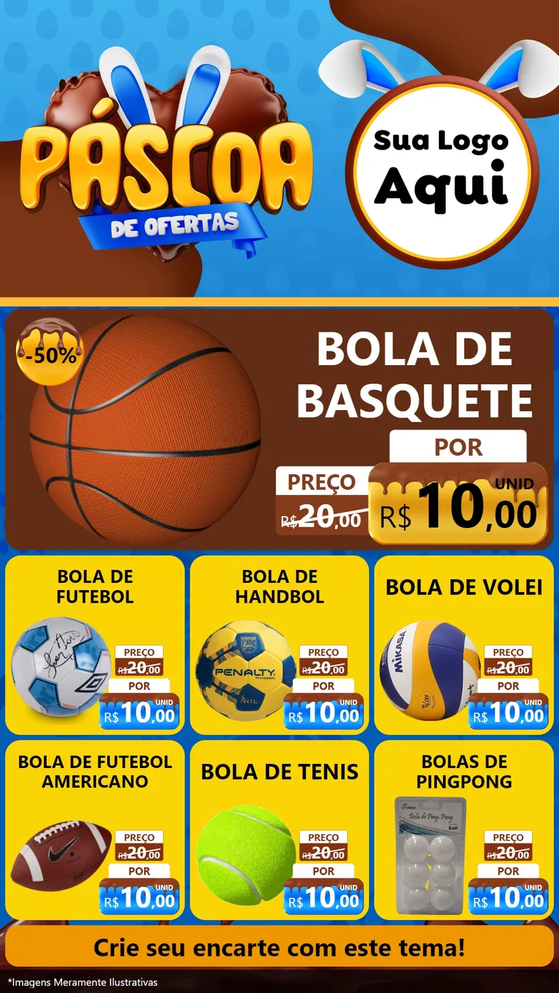 Modelo de Rede Social para Stories com o tema Páscoa de Ofertas para Artigos Esportivos